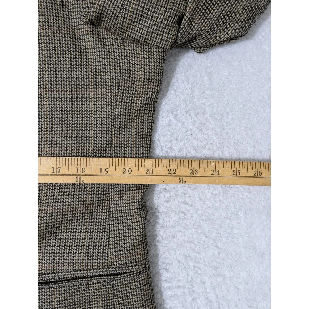 JoS A Bank Travelers Blazer Men 43R‎ 100% Wool Houndstooth Brown Sports Coat